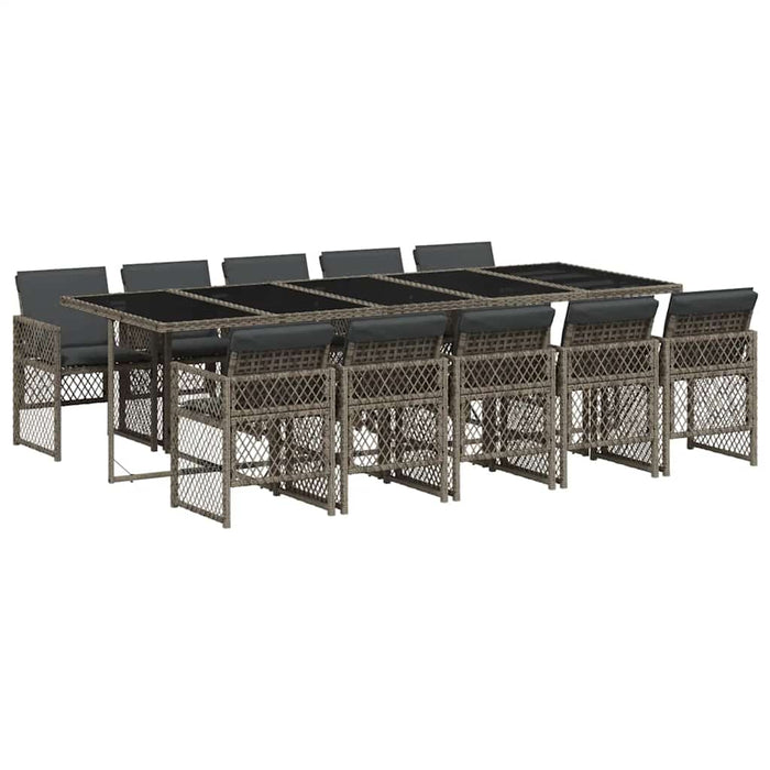 Set mobilier de grădină cu perne, 11 piese, gri, poliratan WALTI