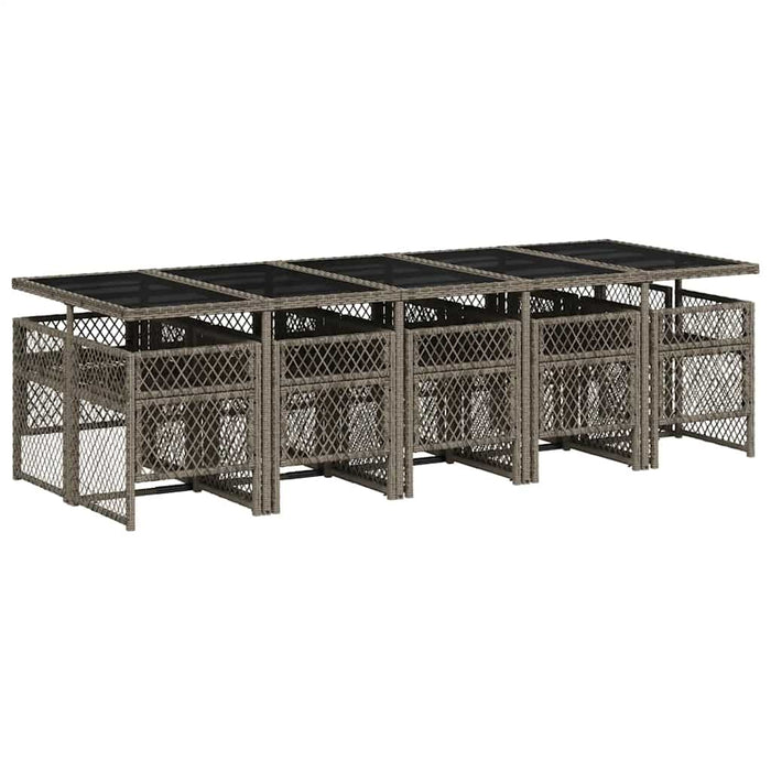 Set mobilier de grădină cu perne, 11 piese, gri, poliratan WALTI