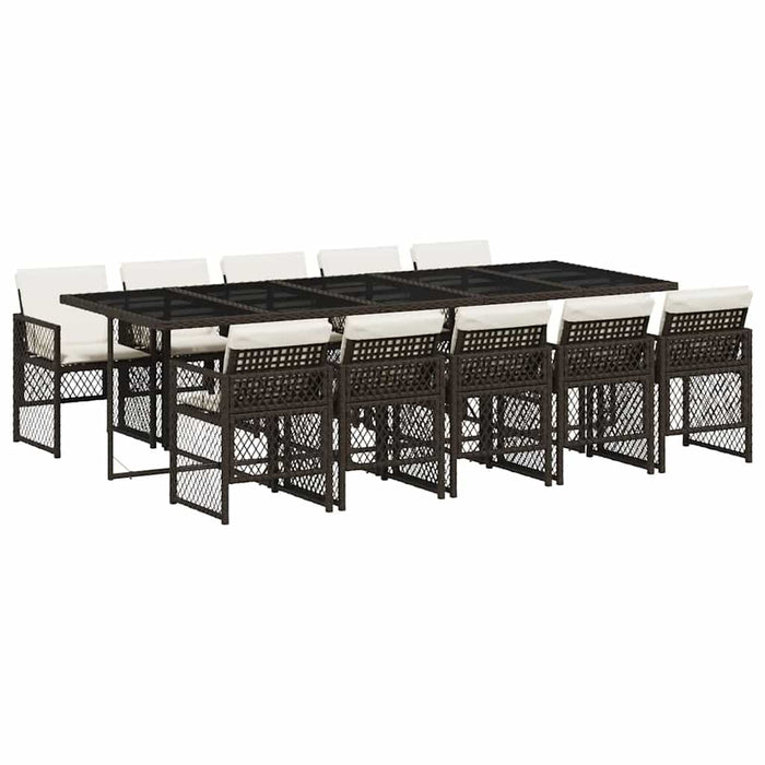 Set mobilier de grădină cu perne, 11 piese, maro, poliratan WALTI