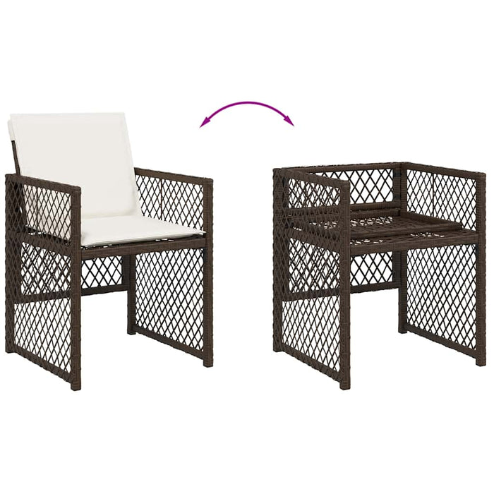 Set mobilier de grădină cu perne, 11 piese, maro, poliratan WALTI