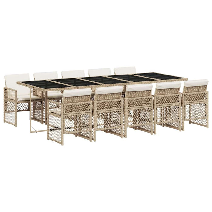 Set mobilier de grădină cu perne, 11 piese, bej, poliratan WALTI