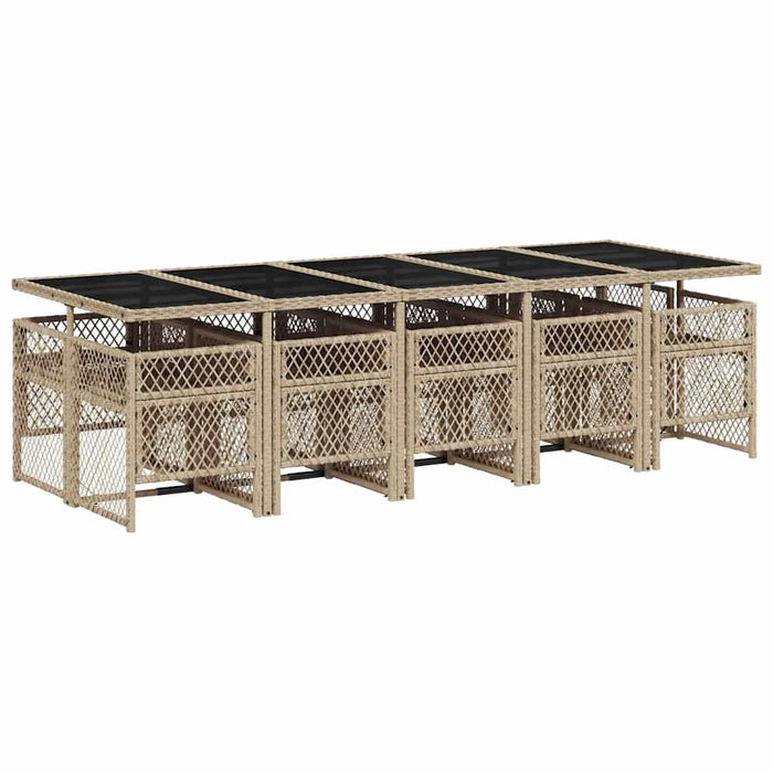 Set mobilier de grădină cu perne, 11 piese, bej, poliratan WALTI