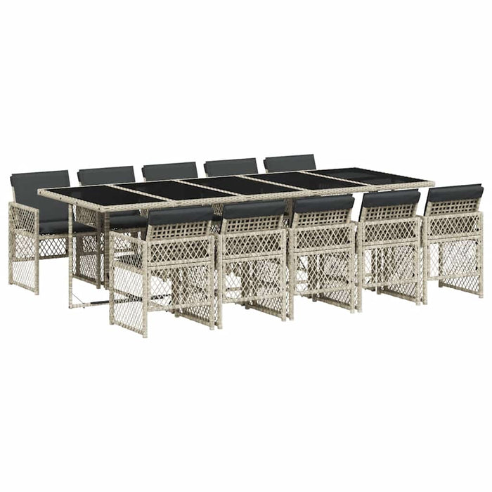 Set mobilier de grădină cu perne 11 piese gri deschis poliratan - WALTI WALTI