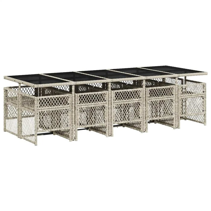 Set mobilier de grădină cu perne 11 piese gri deschis poliratan - WALTI WALTI