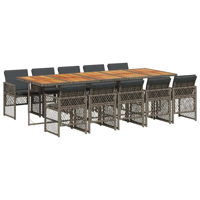 Set mobilier de grădină cu perne, 11 piese, gri, poliratan WALTI