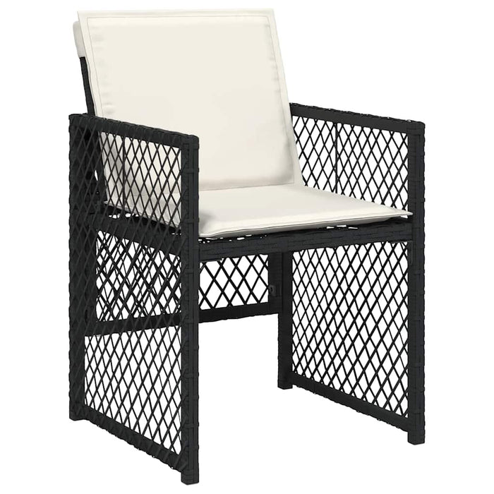 Set mobilier de exterior cu perne, 11 piese, negru, poliratan WALTI