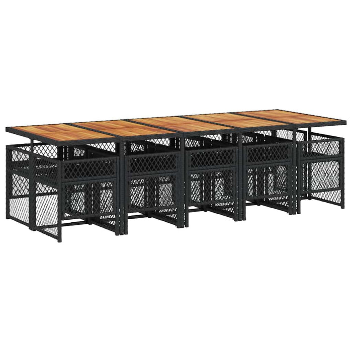 Set mobilier de exterior cu perne, 11 piese, negru, poliratan WALTI
