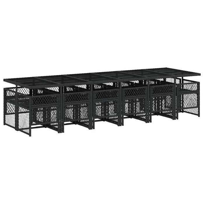 Set mobilier de grădină cu perne, 13 piese, negru, poliratan - WALTI WALTI