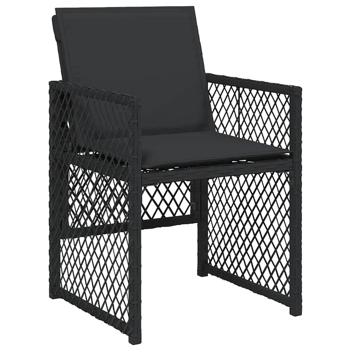 Set mobilier de grădină cu perne, 13 piese, negru, poliratan WALTI