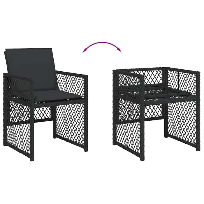 Set mobilier de grădină cu perne, 13 piese, negru, poliratan WALTI
