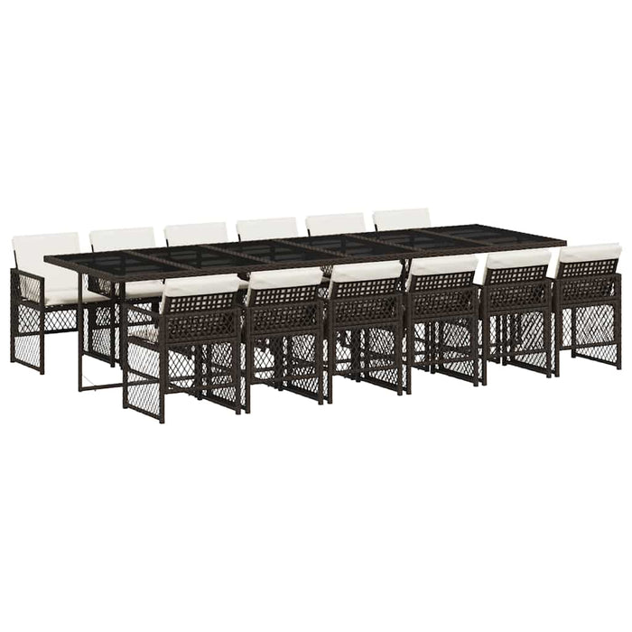 Set mobilier de grădină, 13 piese, maro, cu perne, poliratan - WALTI WALTI