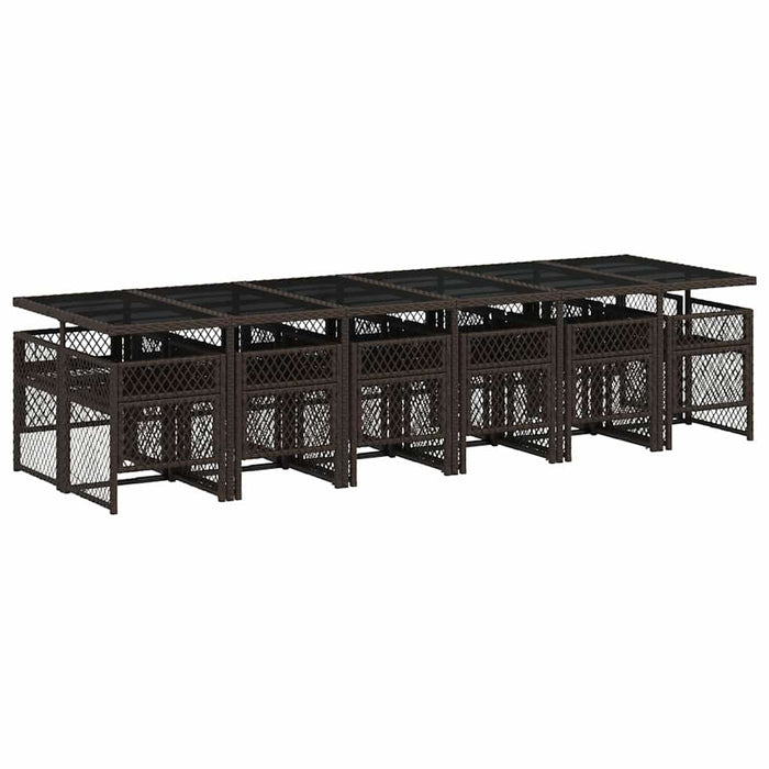 Set mobilier de grădină, 13 piese, maro, cu perne, poliratan - WALTI WALTI