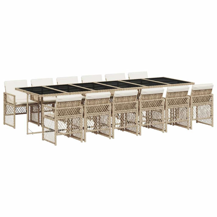 Set mobilier de grădină cu perne, 13 piese, bej, poliratan - WALTI WALTI