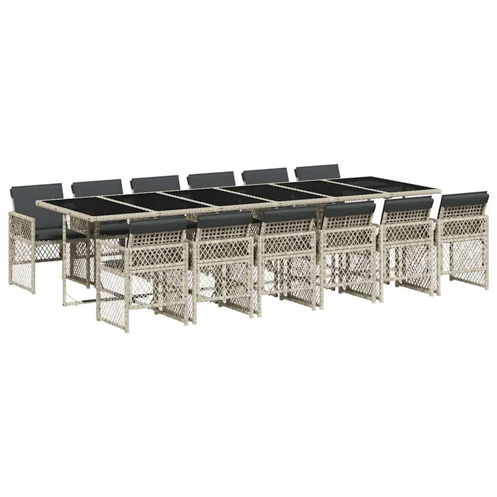 Set mobilier de grădină cu perne 13 piese gri deschis poliratan - WALTI WALTI
