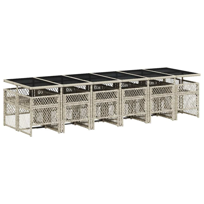 Set mobilier de grădină cu perne 13 piese gri deschis poliratan - WALTI WALTI