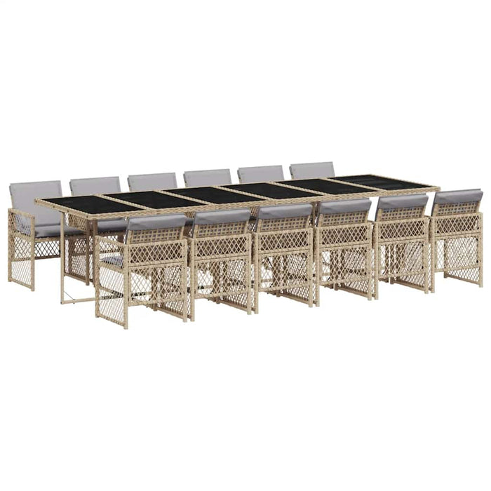 Set mobilier de grădină cu perne, 13 piese, bej, poliratan - WALTI WALTI