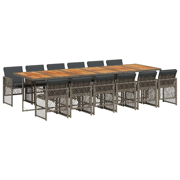 Set mobilier de grădină cu perne, 13 piese, gri, poliratan - WALTI WALTI
