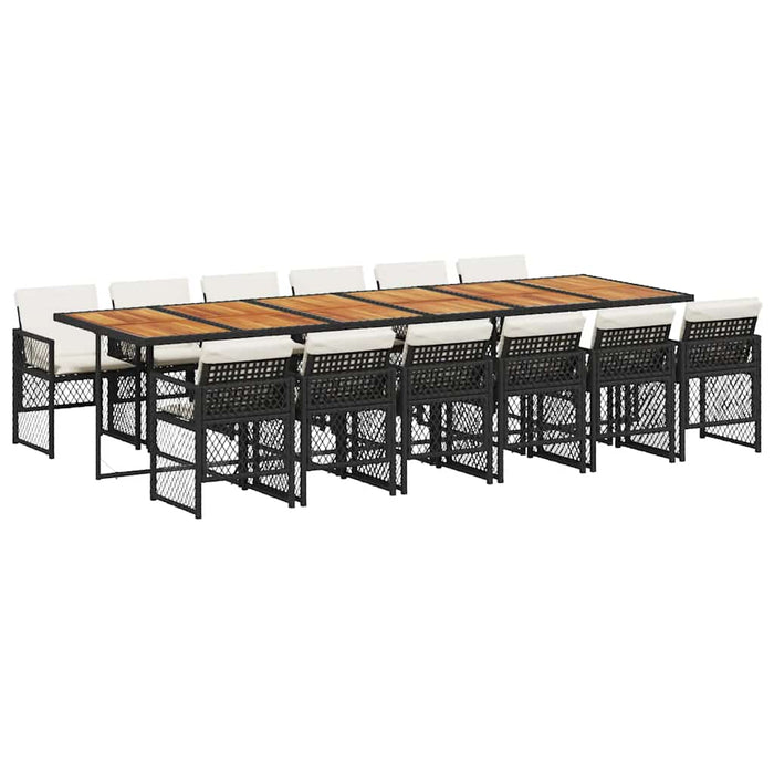 Set mobilier de grădină cu perne, 13 piese, negru, poliratan - WALTI WALTI