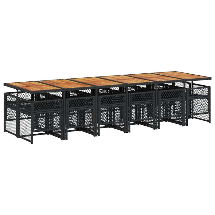 Set mobilier de grădină cu perne, 13 piese, negru, poliratan - WALTI WALTI