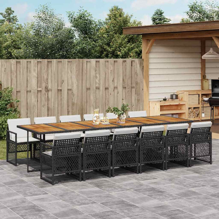 Set mobilier de grădină cu perne, 13 piese, negru, poliratan - WALTI WALTI