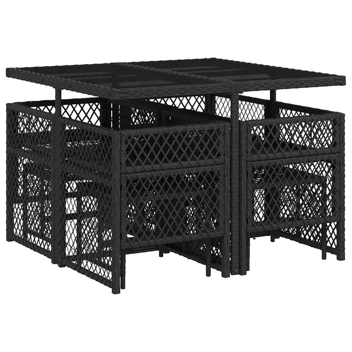 Set mobilier de grădină cu perne, 9 piese, negru, poliratan WALTI