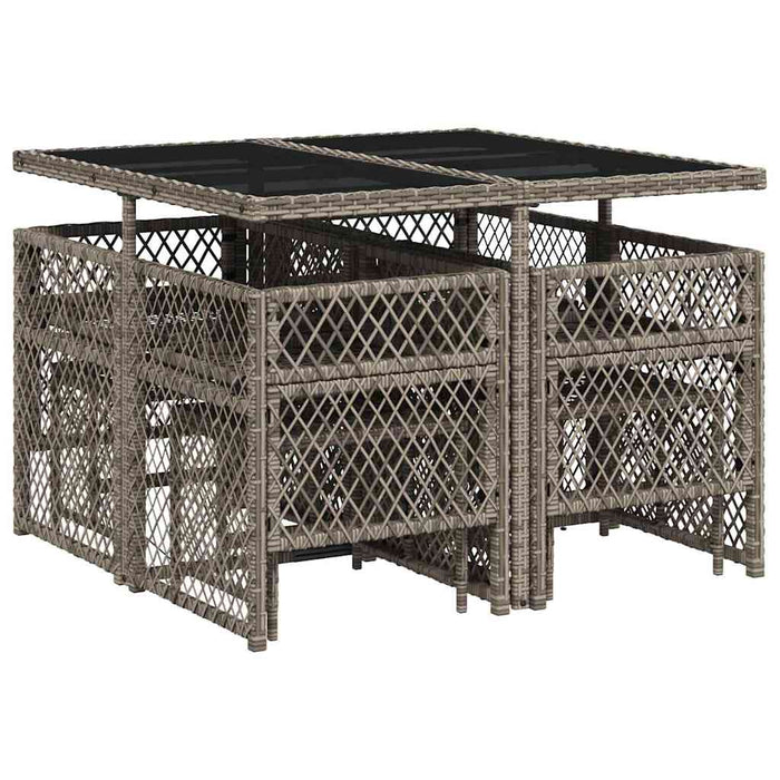 Set mobilier grădină cu perne, 9 piese, gri, poliratan WALTI
