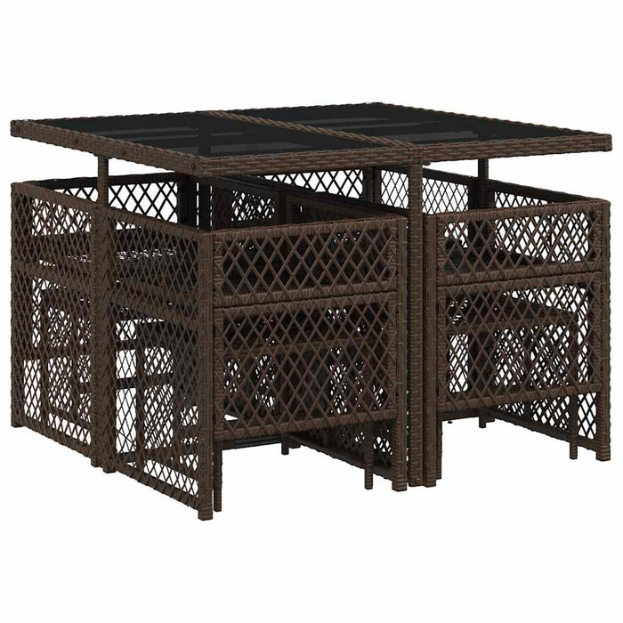 Set mobilier de grădină cu perne, 9 piese, maro, poliratan WALTI
