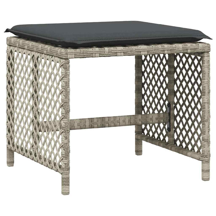 Set mobilier grădină cu perne, 9 piese, gri deschis, poliratan WALTI