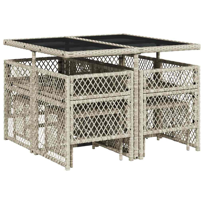 Set mobilier grădină cu perne, 9 piese, gri deschis, poliratan WALTI
