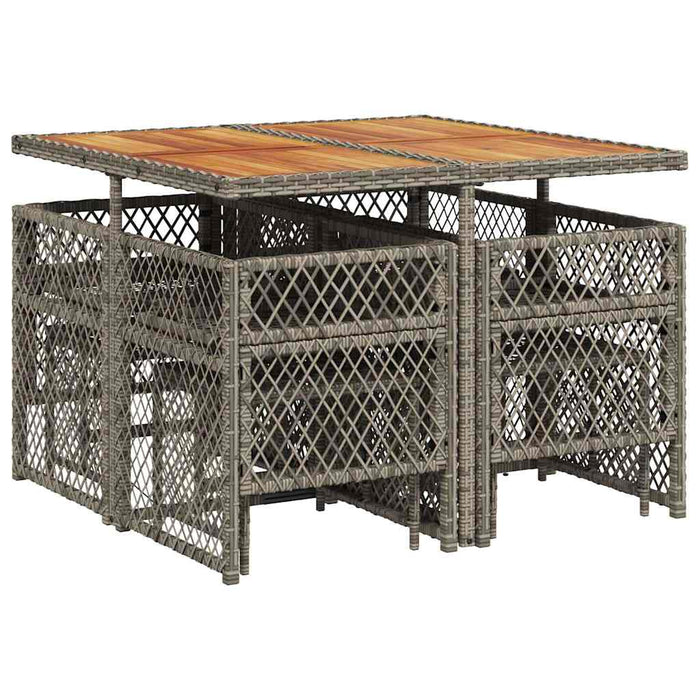 Set mobilier grădină cu perne, 9 piese, gri, poliratan - WALTI WALTI
