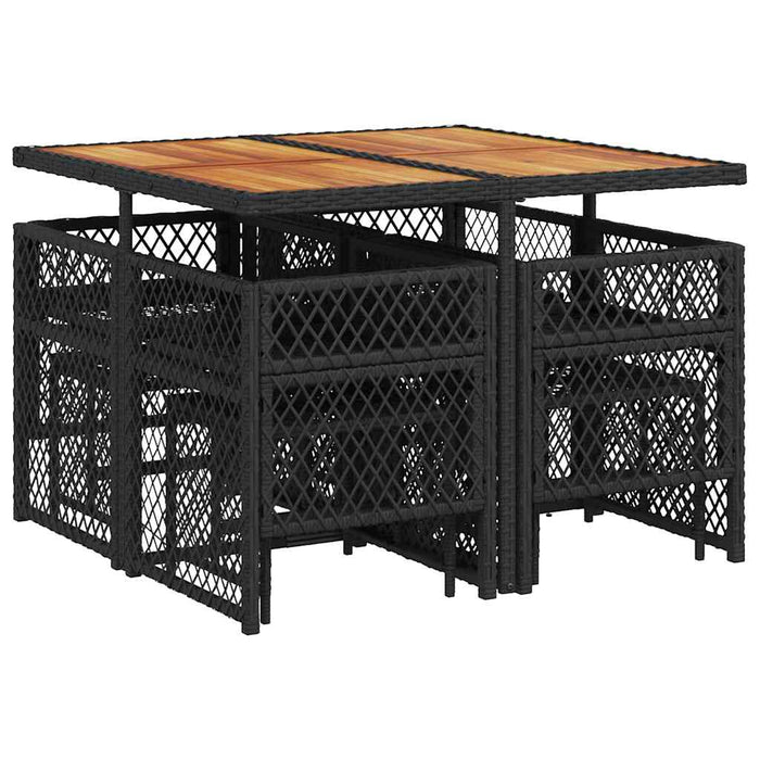 Set mobilier de grădină cu perne, 9 piese, negru, poliratan - WALTI WALTI