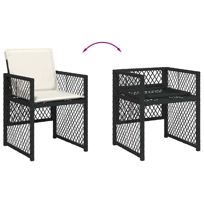 Set mobilier de grădină cu perne, 9 piese, negru, poliratan - WALTI WALTI