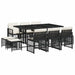Set mobilier de exterior cu perne, 11 piese, negru, poliratan - WALTI WALTI