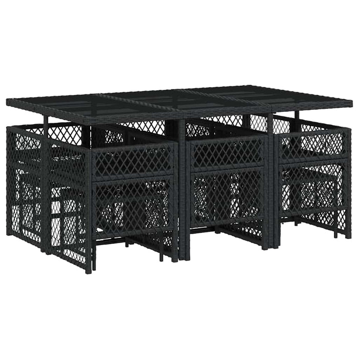 Set mobilier de exterior cu perne, 11 piese, negru, poliratan - WALTI WALTI
