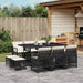 Set mobilier de exterior cu perne, 11 piese, negru, poliratan - WALTI WALTI