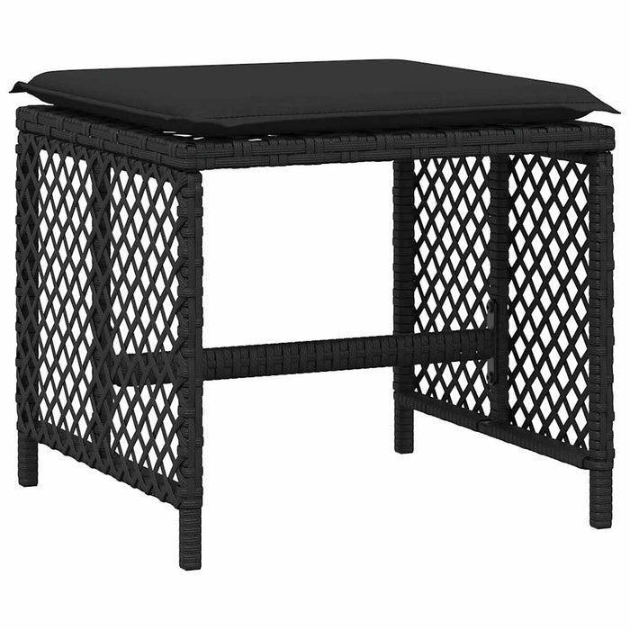Set mobilier de exterior cu perne, 11 piese, negru, poliratan - WALTI WALTI