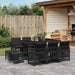Set mobilier de exterior cu perne, 11 piese, negru, poliratan - WALTI WALTI