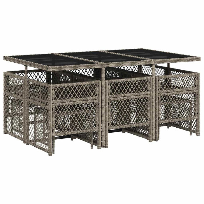 Set mobilier de grădină cu perne, 11 piese, gri, poliratan WALTI
