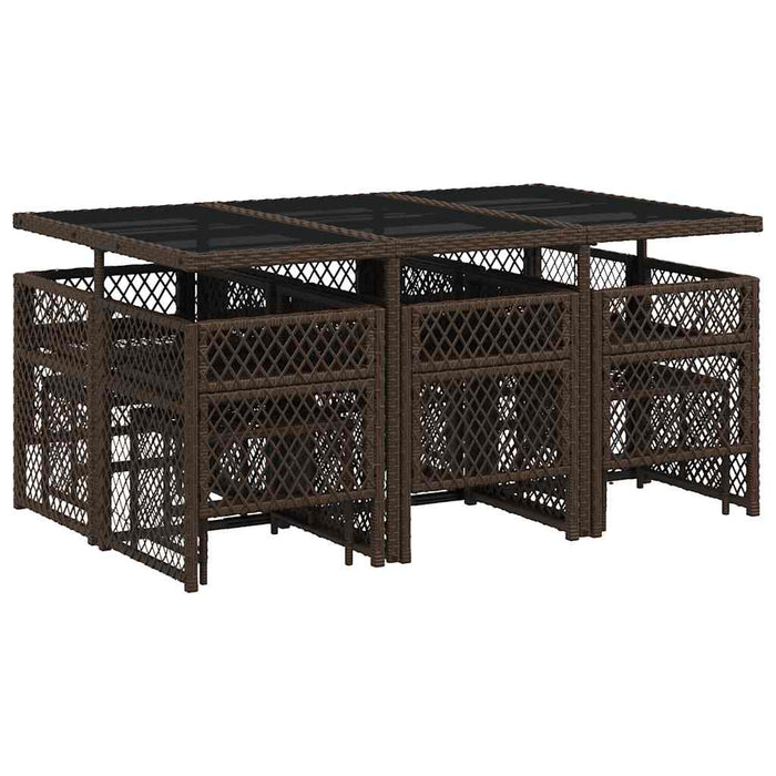 Set mobilier de grădină cu perne, 11 piese, maro, poliratan WALTI