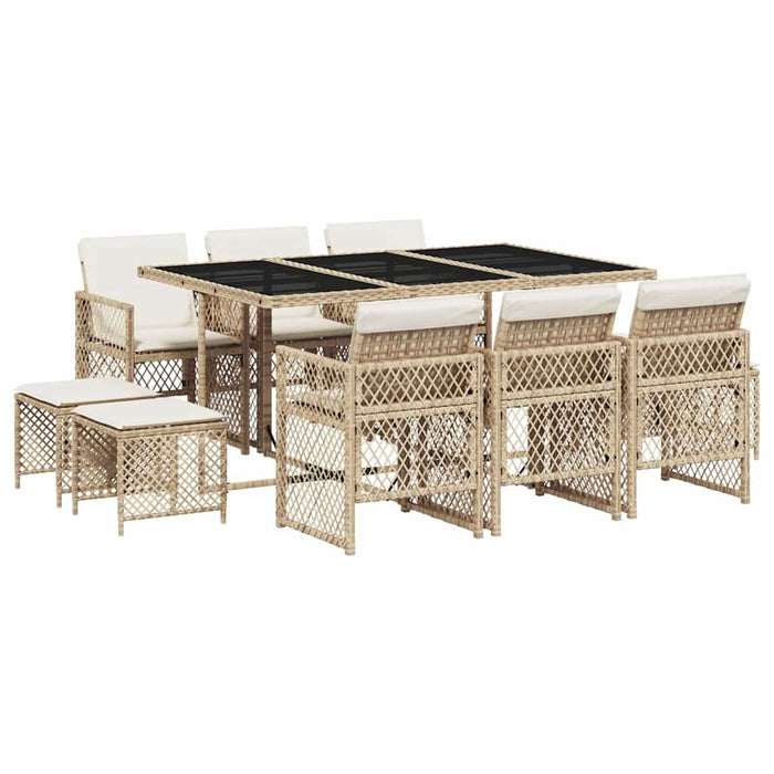 Set mobilier de grădină cu perne, 11 piese, bej, poliratan - WALTI WALTI