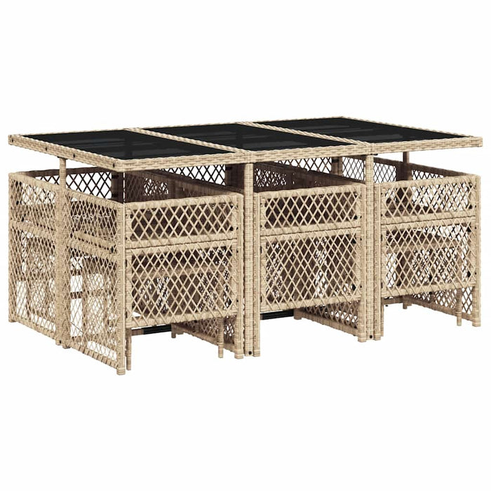 Set mobilier de grădină cu perne, 11 piese, bej, poliratan - WALTI WALTI