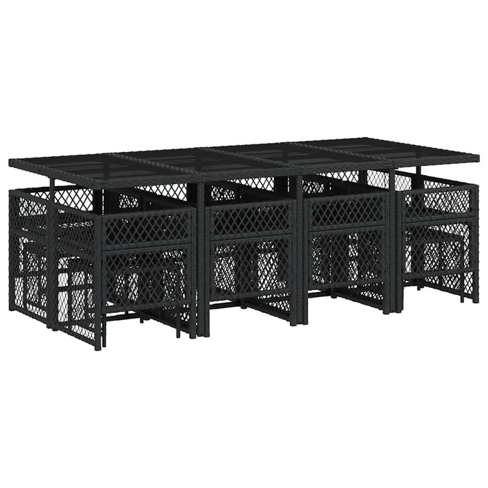 Set mobilier de grădină cu perne, 13 piese, negru, poliratan - WALTI WALTI