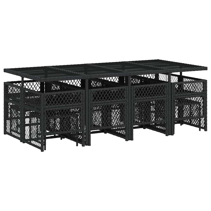 Set mobilier de grădină cu perne, 13 piese, negru, poliratan - WALTI WALTI
