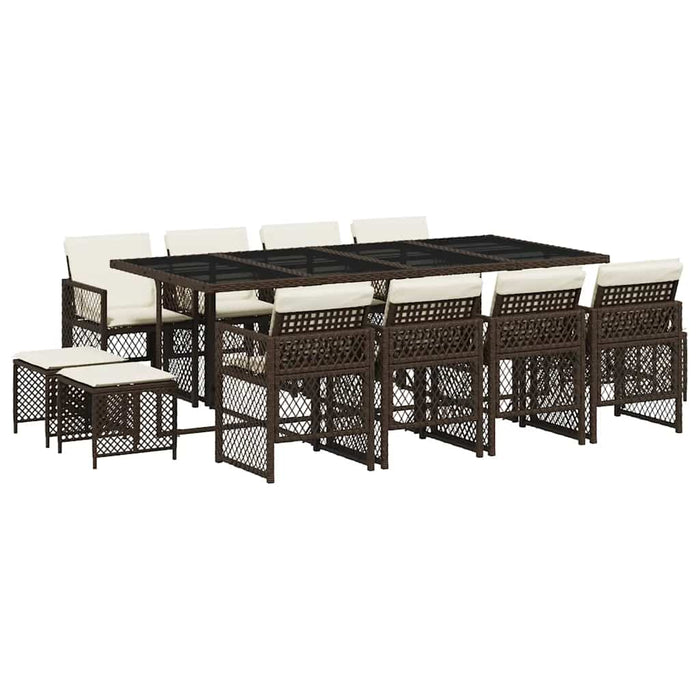 Set mobilier de grădină, 13 piese, maro, cu perne, poliratan - WALTI WALTI