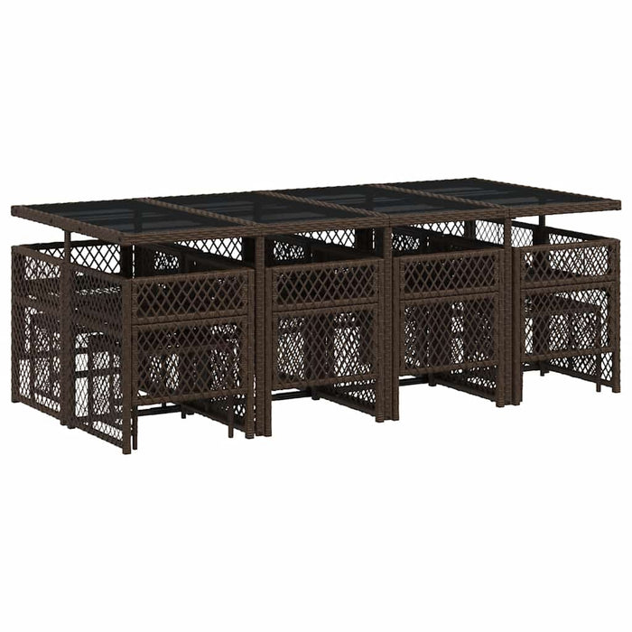 Set mobilier de grădină, 13 piese, maro, cu perne, poliratan - WALTI WALTI