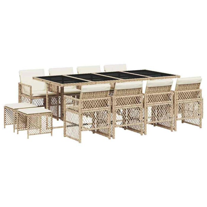 Set mobilier de grădină cu perne, 13 piese, bej, poliratan - WALTI WALTI