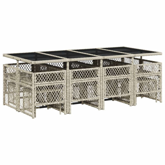 Set mobilier de grădină cu perne 13 piese gri deschis poliratan - WALTI WALTI
