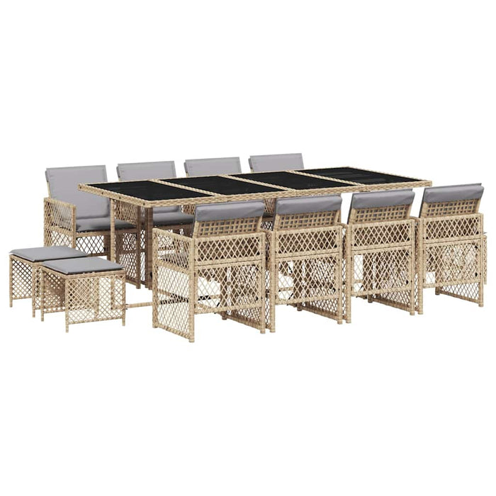 Set mobilier de grădină cu perne, 13 piese, bej, poliratan - WALTI WALTI