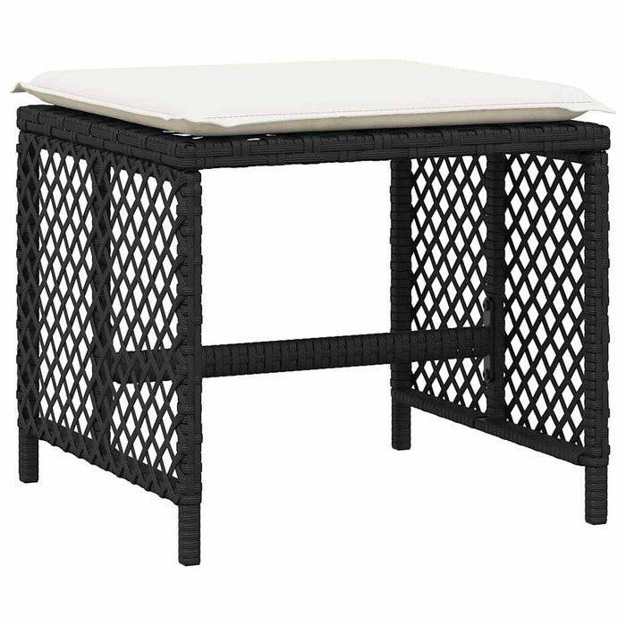 Set mobilier de grădină cu perne, 13 piese, negru, poliratan WALTI