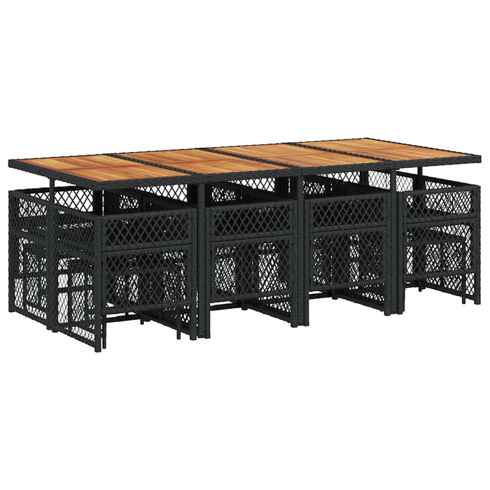 Set mobilier de grădină cu perne, 13 piese, negru, poliratan WALTI
